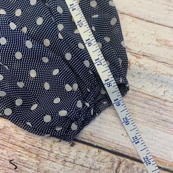 Max Studio Navy/White Polkadot Blouse • Sz L - Picture 8 of 11